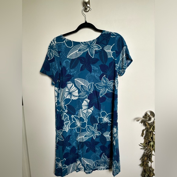 Blue Hawaiian Print Dress - Picture 4 of 5